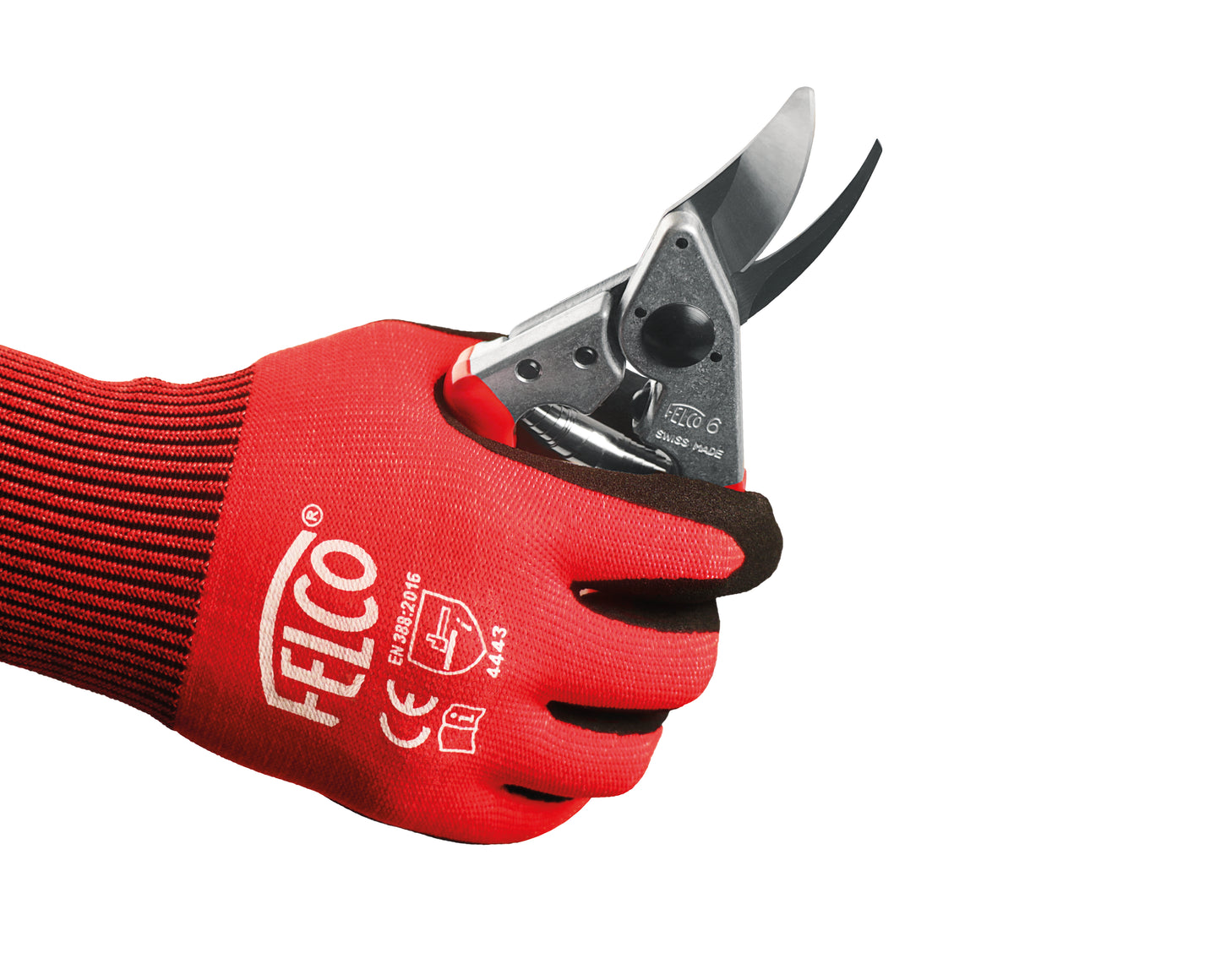 FELCO 701 Workwear gloves of 13 gauge HPPE knitted with nitrile coating, red and black