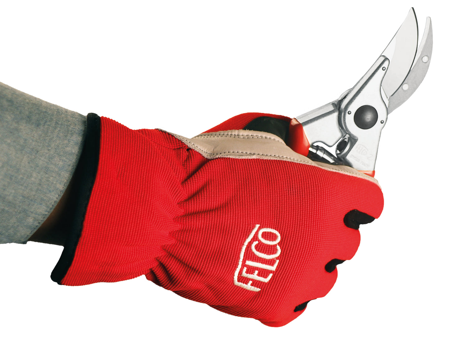 FELCO 702 Workwear gloves, red & white, made in cow leather