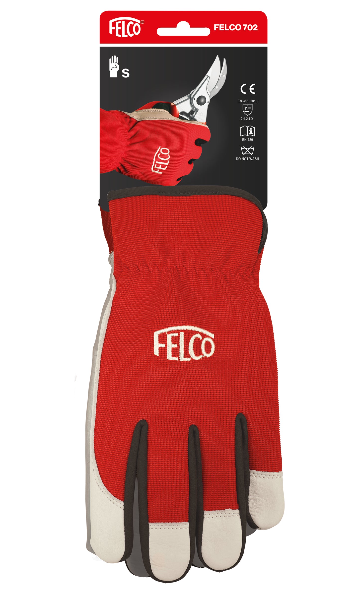 FELCO 702 Workwear gloves, red & white, made in cow leather