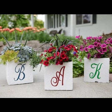 Monogrammed Cinder Block Planter