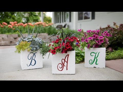 Monogrammed Cinder Block Planter