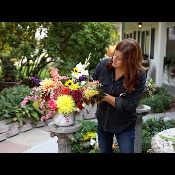Arranging Flowers that Aaron Picked from our Garden!