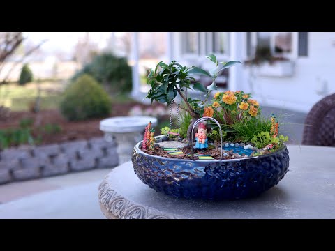 Fun, Colorful Miniature Garden with DIY Pond!