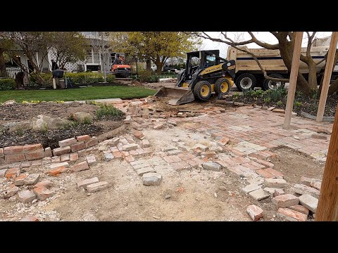First Day of Sidewalk & Brick Patio Demo + Planting a Birch Tree!