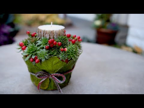 DIY Leaf-Wrapped Pot Candle Holder