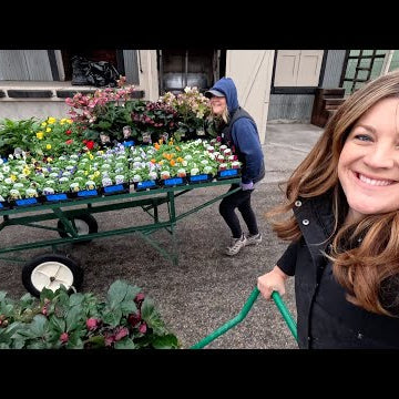 First Load of Spring Color at the Garden Center + Helping Display New Pottery!