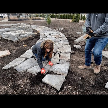 Planting 3 Small Evergreens, Flower Bed Cleanup & ProgressOn the Rock Path!