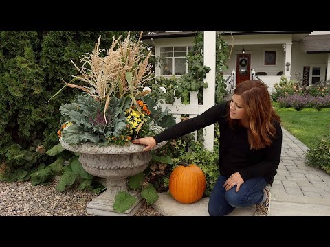 Fall Containers with Cornstalks!