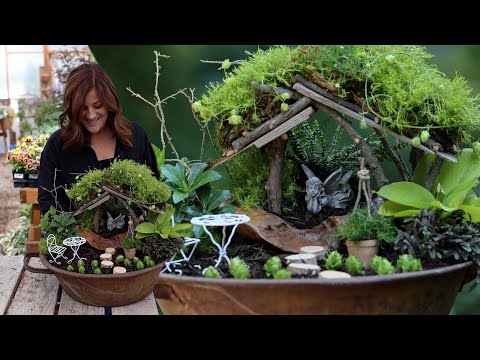 Shade Fairy Garden w/ DIY Living Moss Roof!