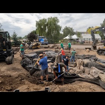 Aquascape Ecosystem Pond Installation Day 2: Liner & Rocks!