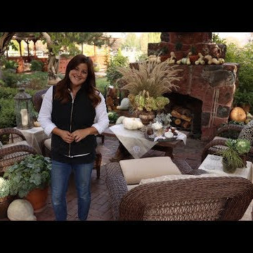 Decorating our Outdoor Fireplace for Fall!