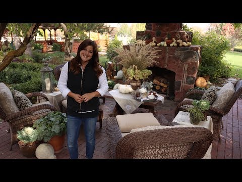 Decorating our Outdoor Fireplace for Fall!