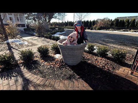 Placing Big Concrete Pots & More Flower Bed Cleanup!