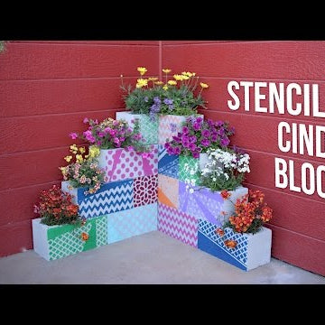 DIY Stenciled Cinder Block Planters