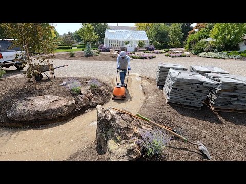 Planting Pink Things + Day 1 of Paver Installation Around the Pond!