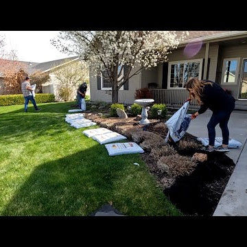 Mulching Aaron's Mom’s Flower Beds for Mother’s Day!