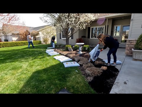 Mulching Aaron's Mom’s Flower Beds for Mother’s Day!