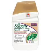 A bottle of Bonide All Seasons Horticultural Oil Concentrate, with label and branding visible.