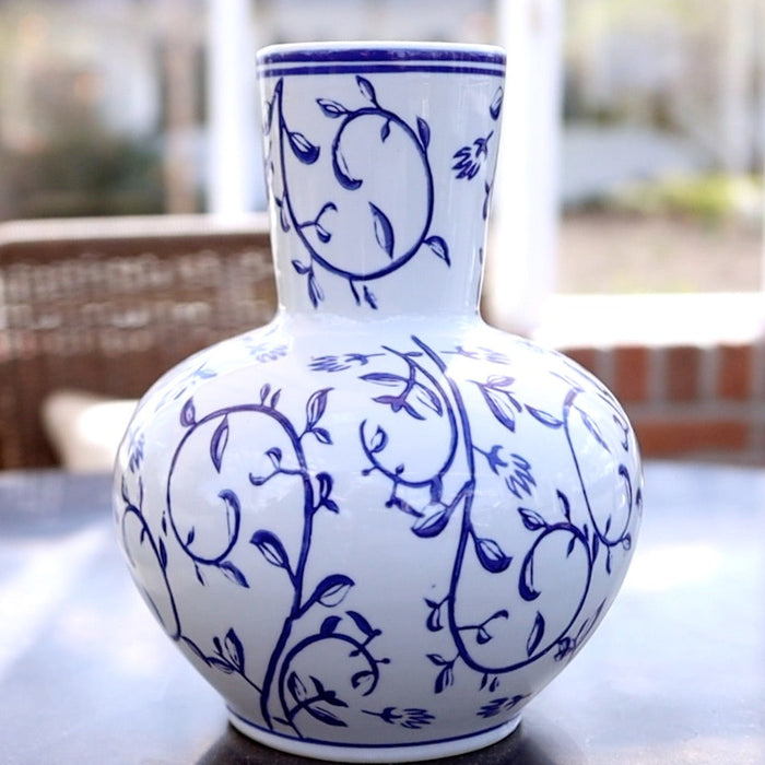 Blue and White 10" Vase