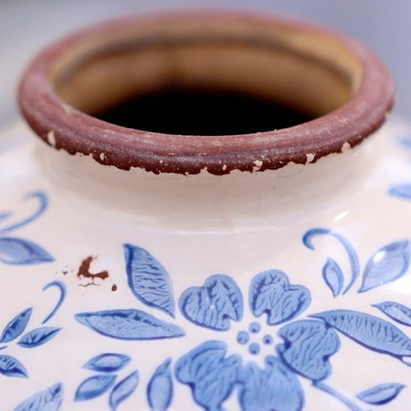 Blue and White Terracotta Vase