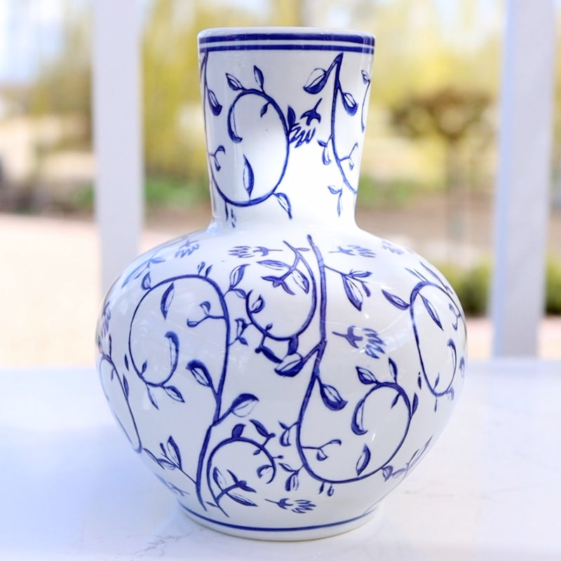 Blue and White 10" Vase