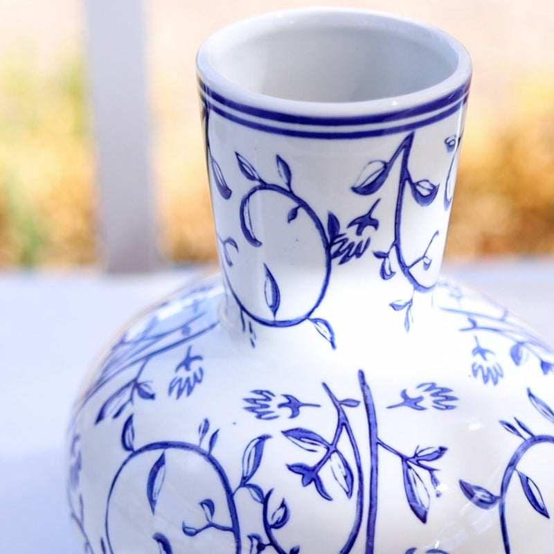 Blue and White 10" Vase