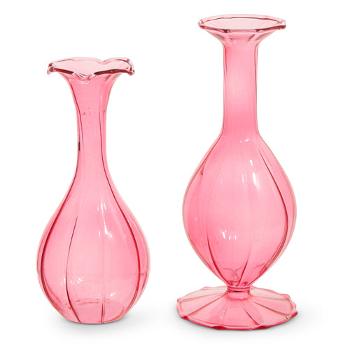 Pink Fluted Bud Vases