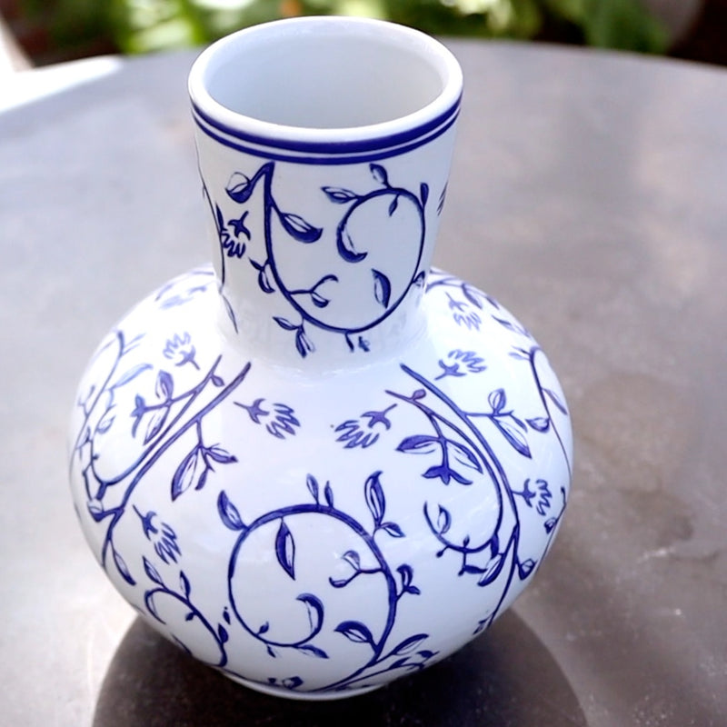 Blue and White 10" Vase