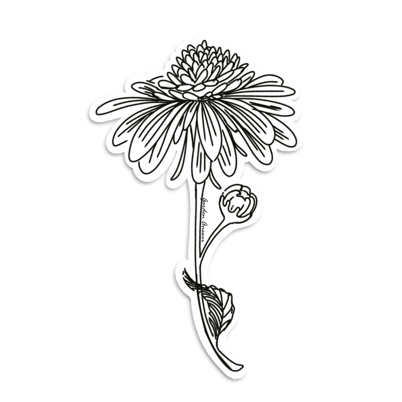 Echinacea Sticker - Black and White
