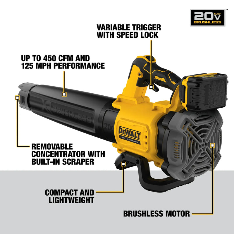 DEWALT 20V MAX* XR® Brushless Cordless Handheld Blower Kit