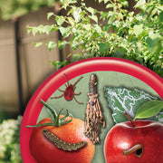 Images of pests and plants on a green background