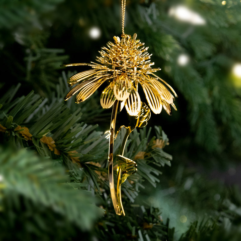 Gold Echinacea Christmas Ornament