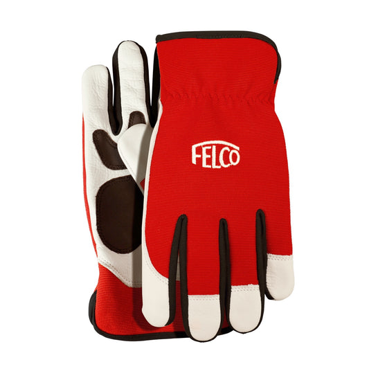 FELCO 702 Workwear gloves, red & white, made in cow leather