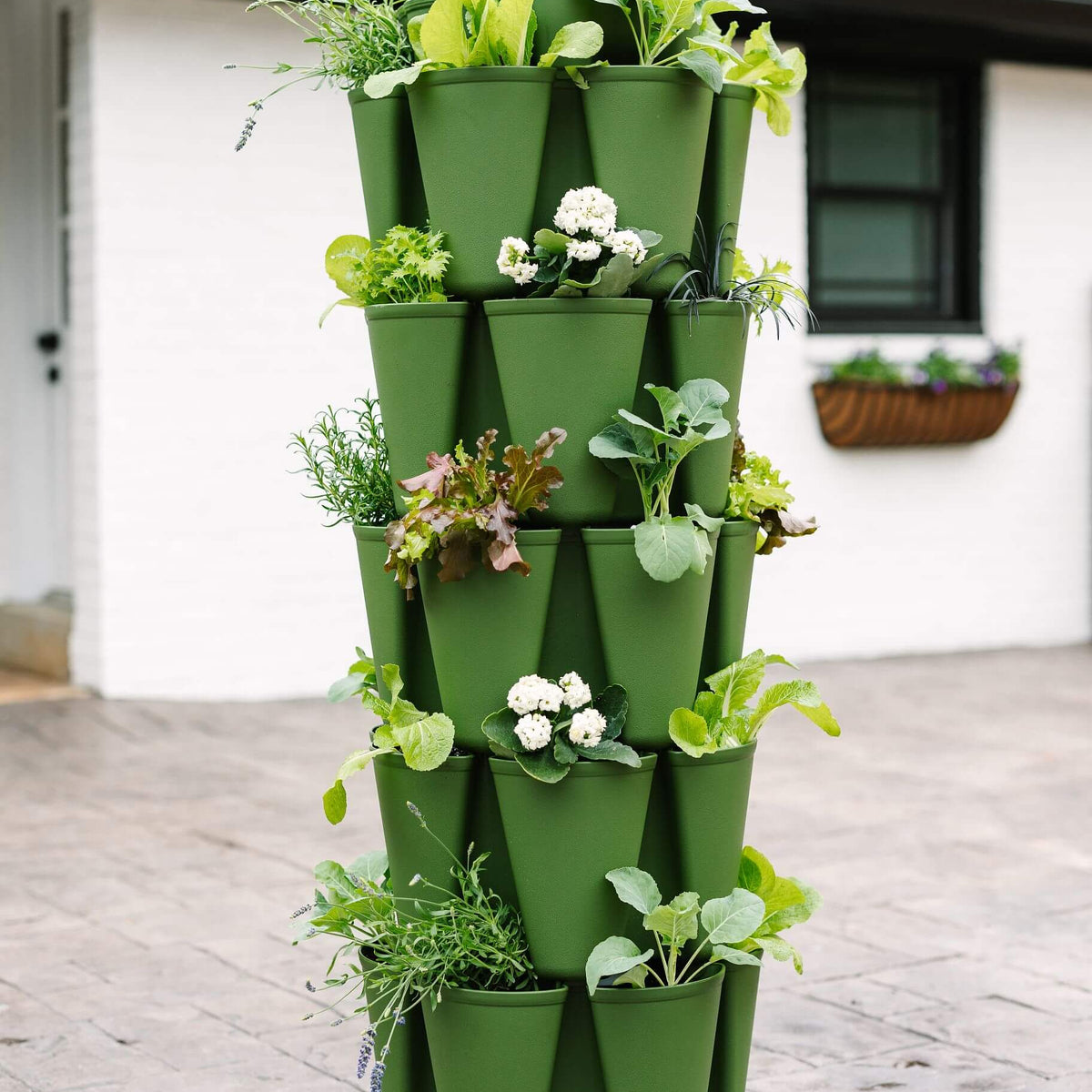 green stalk planters GreenStalk Evergreen 5 Tier Original Vertical Planter (Basic Texture) —  Garden Answer