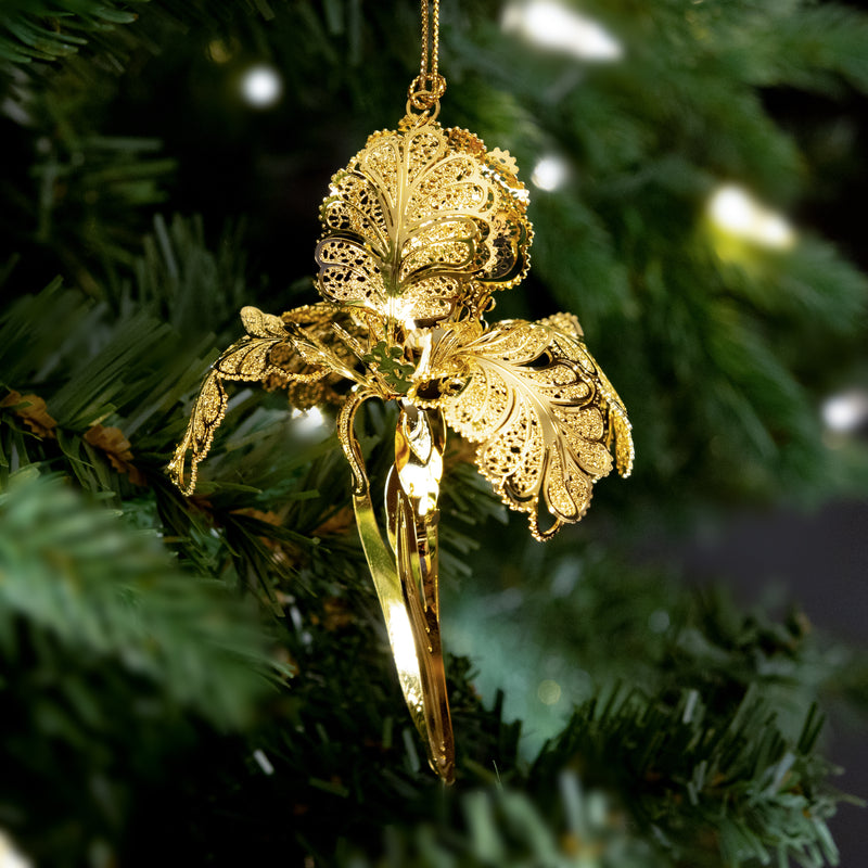 Gold Iris Christmas Ornament