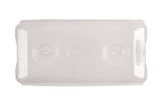 Clear rectangular 1020 Multi-Vented Humidity Dome for 1020 propagation trays with two adjustable circular vents on top.