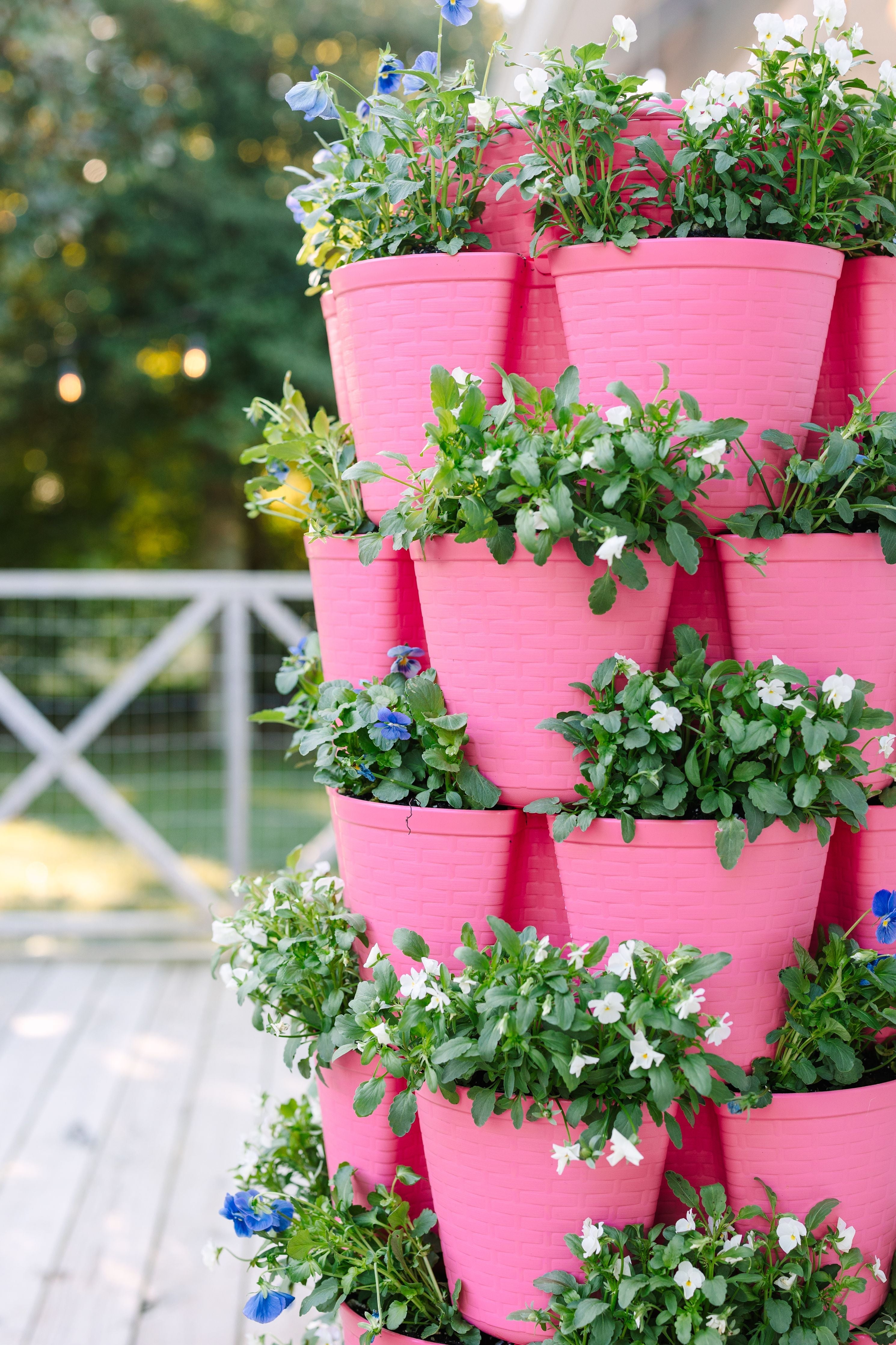 GreenStalk Strawberry Pink 7 Tier Leaf Vertical Planter (Basket