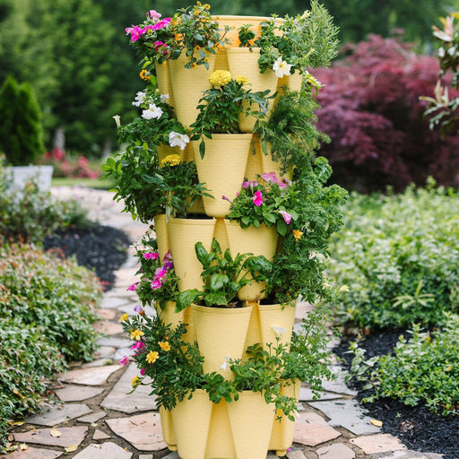 5 Tier GreenStalk Original Vertical Planter | Lemon (Basket Weave Texture) 
