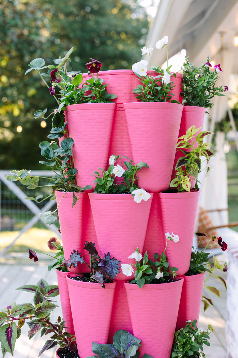 Strawberry Pink GreenStalk 5 Tier Original Vertical Planter (Basket Weave Texture)
