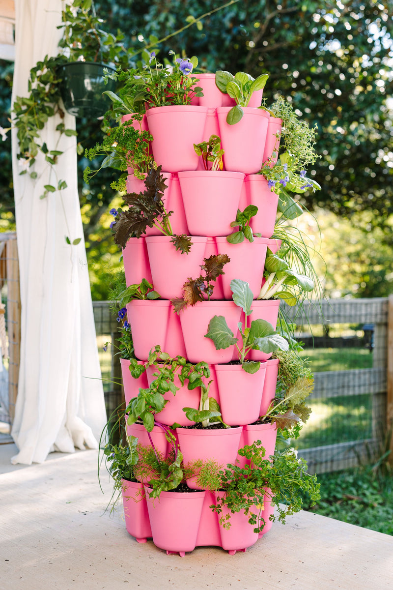 GreenStalk Strawberry Pink 7 Tier Leaf Vertical Planter (Basic Texture)