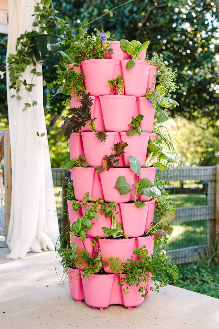 GreenStalk Strawberry Pink 7 Tier Leaf Vertical Planter (Basic Texture)