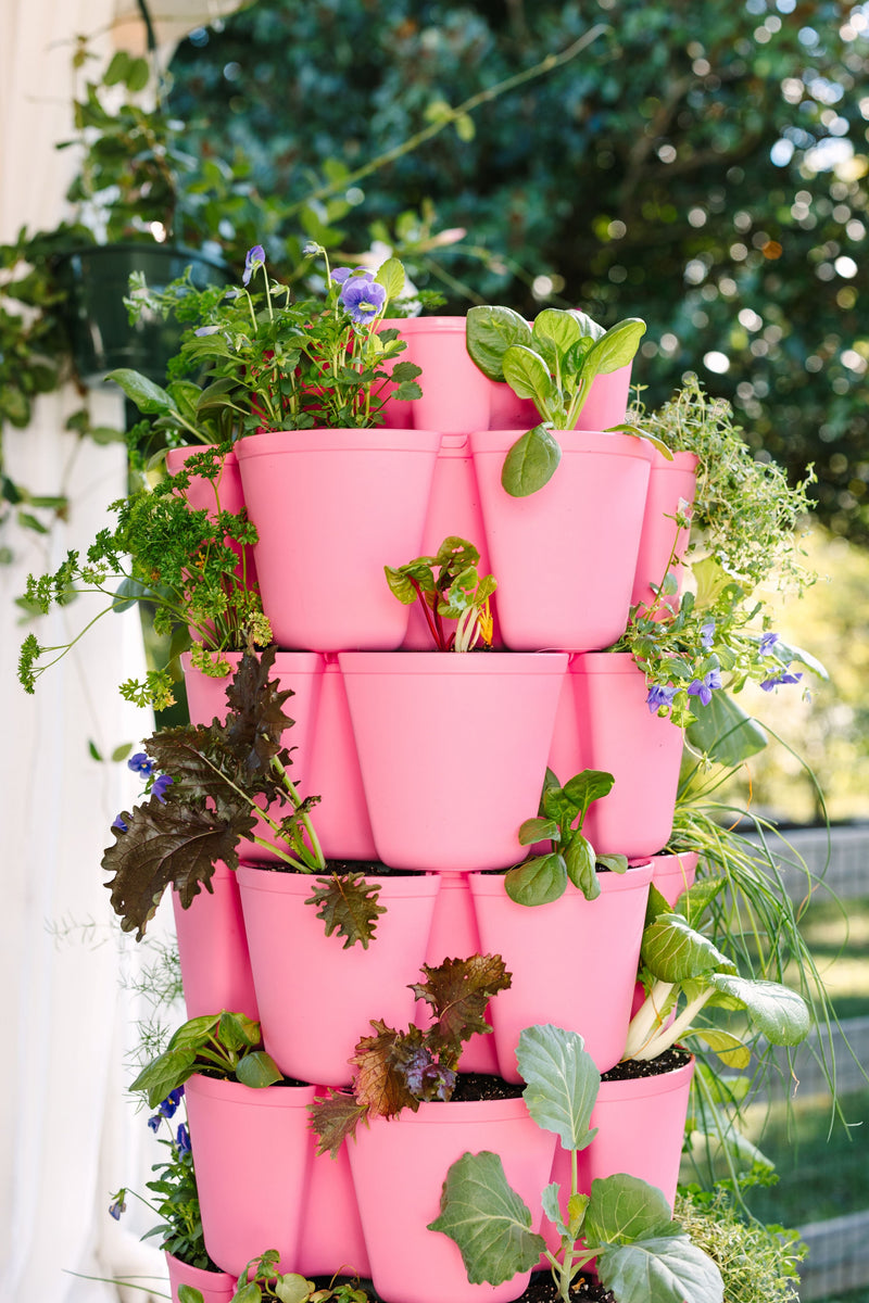 GreenStalk Strawberry Pink 7 Tier Leaf Vertical Planter (Basic Texture)