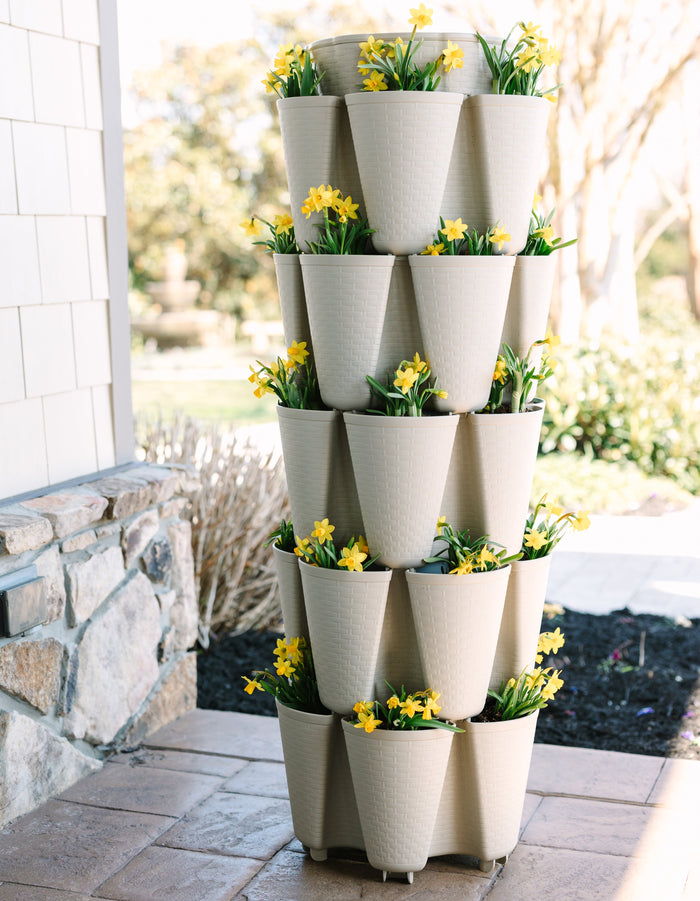 GreenStalk Stunning Stone 5 Tier Original Vertical Planter (Basket Weave Texture)